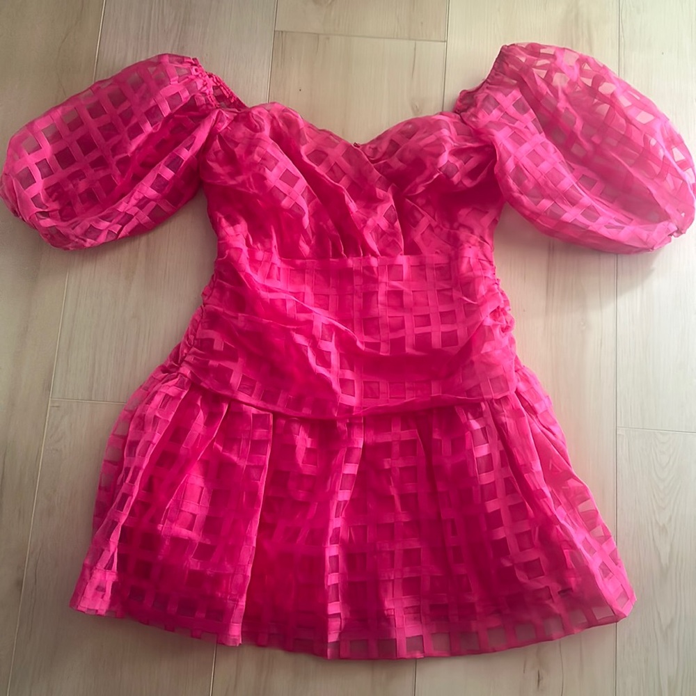 NWT Hello Molly Pink Plaid Mini Dress - Picture 3 of 6